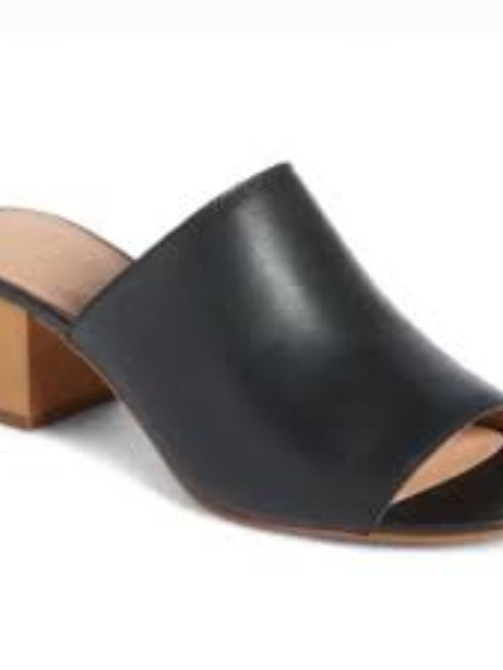 Madewell Devon Black Leather Block Heel Mules Size 9.5